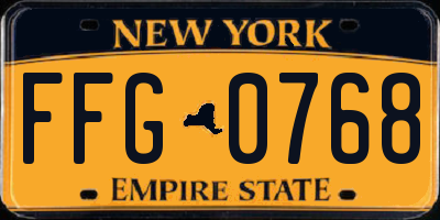 NY license plate FFG0768