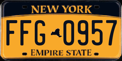 NY license plate FFG0957