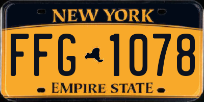 NY license plate FFG1078