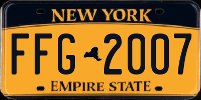 NY license plate FFG2007