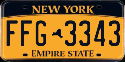 NY license plate FFG3343