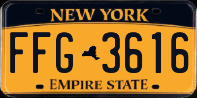 NY license plate FFG3616