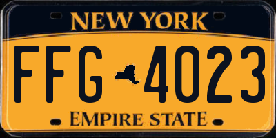 NY license plate FFG4023