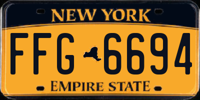 NY license plate FFG6694