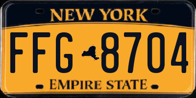 NY license plate FFG8704