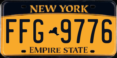 NY license plate FFG9776