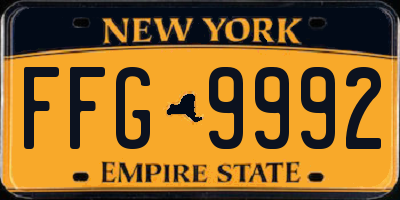 NY license plate FFG9992