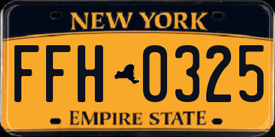 NY license plate FFH0325