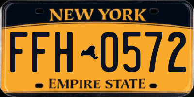 NY license plate FFH0572