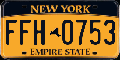 NY license plate FFH0753