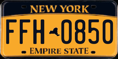 NY license plate FFH0850