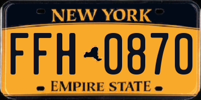 NY license plate FFH0870