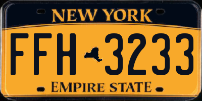 NY license plate FFH3233