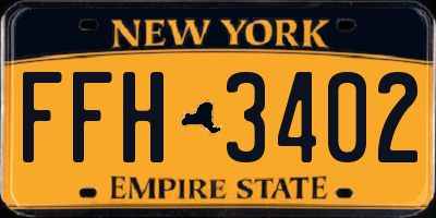 NY license plate FFH3402