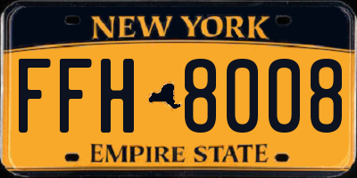 NY license plate FFH8008