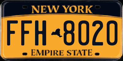 NY license plate FFH8020