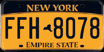 NY license plate FFH8078