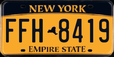 NY license plate FFH8419