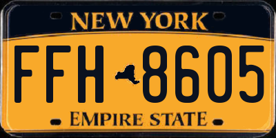 NY license plate FFH8605
