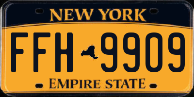 NY license plate FFH9909
