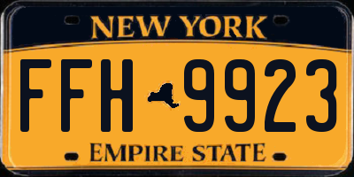 NY license plate FFH9923