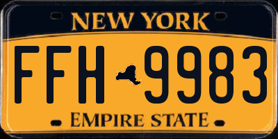 NY license plate FFH9983