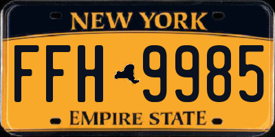 NY license plate FFH9985
