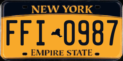 NY license plate FFI0987