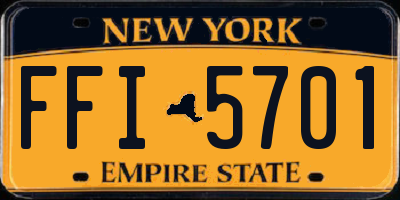 NY license plate FFI5701