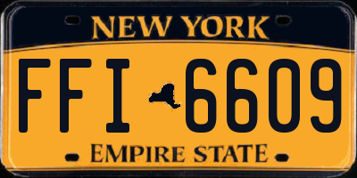 NY license plate FFI6609