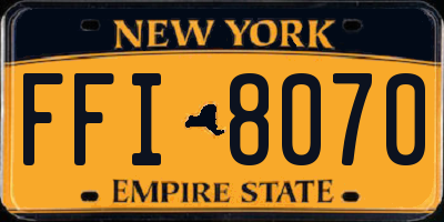 NY license plate FFI8070