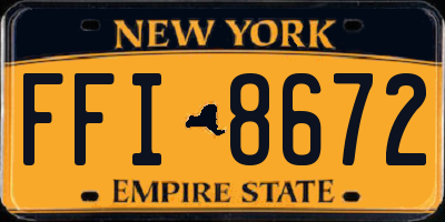 NY license plate FFI8672