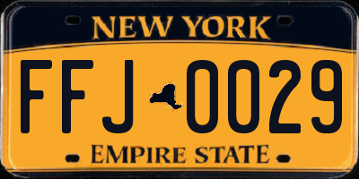 NY license plate FFJ0029