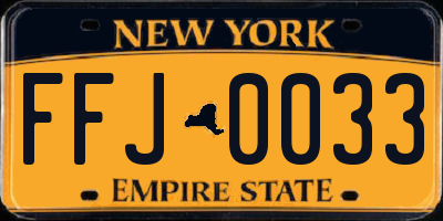 NY license plate FFJ0033