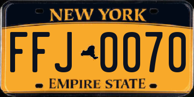 NY license plate FFJ0070
