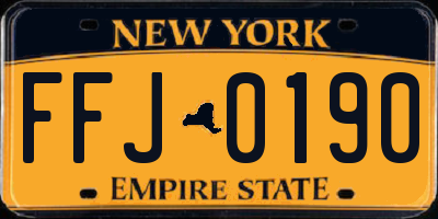 NY license plate FFJ0190