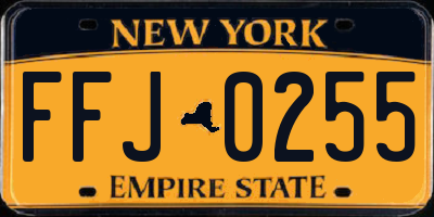 NY license plate FFJ0255