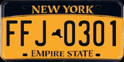NY license plate FFJ0301