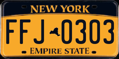 NY license plate FFJ0303