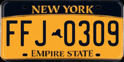 NY license plate FFJ0309