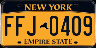NY license plate FFJ0409