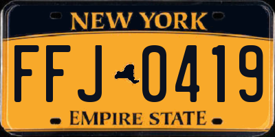 NY license plate FFJ0419