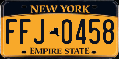 NY license plate FFJ0458