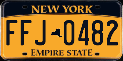 NY license plate FFJ0482