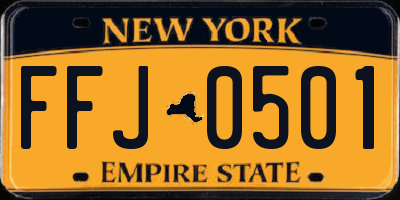 NY license plate FFJ0501