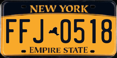 NY license plate FFJ0518