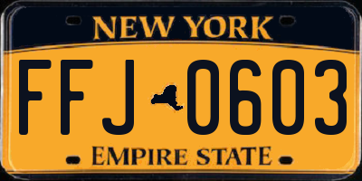 NY license plate FFJ0603