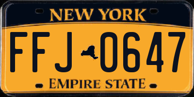 NY license plate FFJ0647