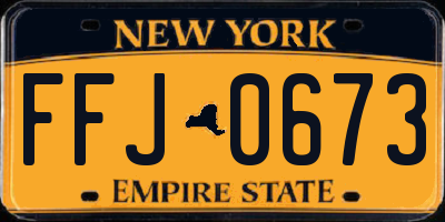 NY license plate FFJ0673
