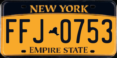 NY license plate FFJ0753